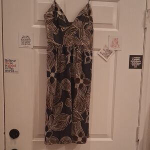 Trina Turk Black and Cream Floral Midi Dress